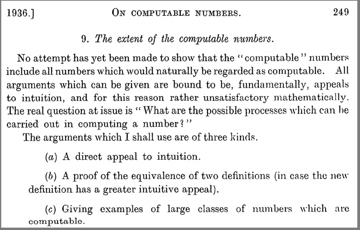 Figure 2: On Computable Numbers, With An Application To the Entscheidungsproblem. A. M. Turing